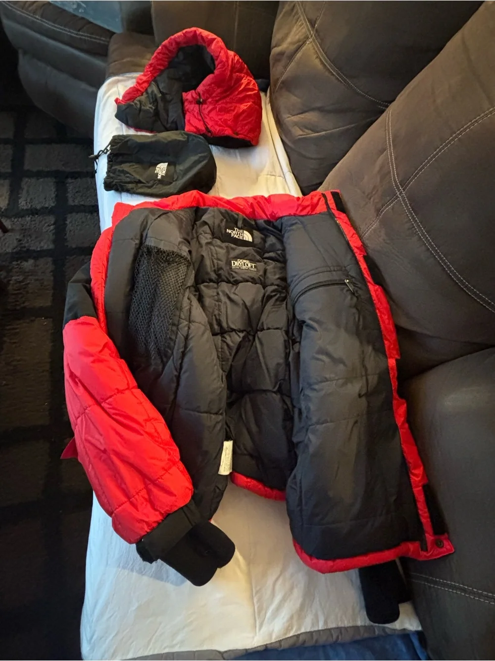 The North Face Red and Black Puffer Jacket. Mint 1996 Gore Dryloft, with hood